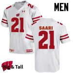 Men's Wisconsin Badgers NCAA #21 Mark Saari White Authentic Under Armour Big & Tall Stitched College Football Jersey EX31P64CK